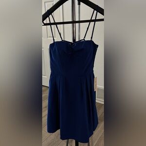 NWT A. Drea Royal Blue Black Lace Lined Formal Mini Dress Women’s Small